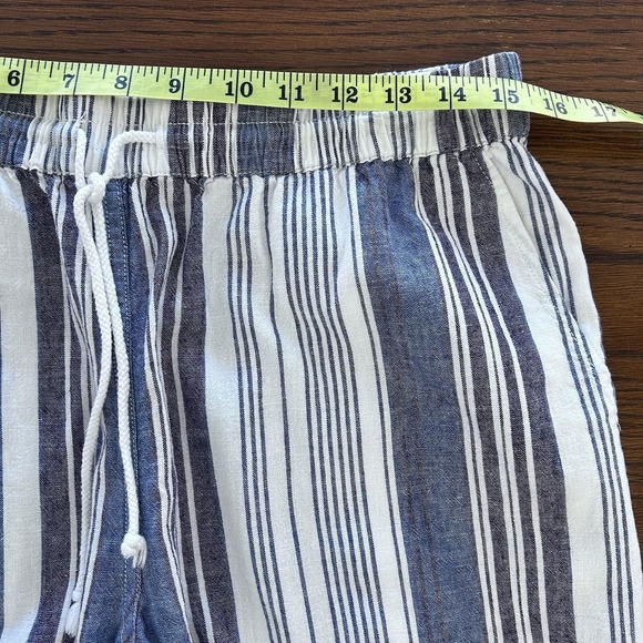 Beach Lunch Lounge Women's Medium Striped Linen Blend Wide Leg Cropped Pants - Picture 8 of 10